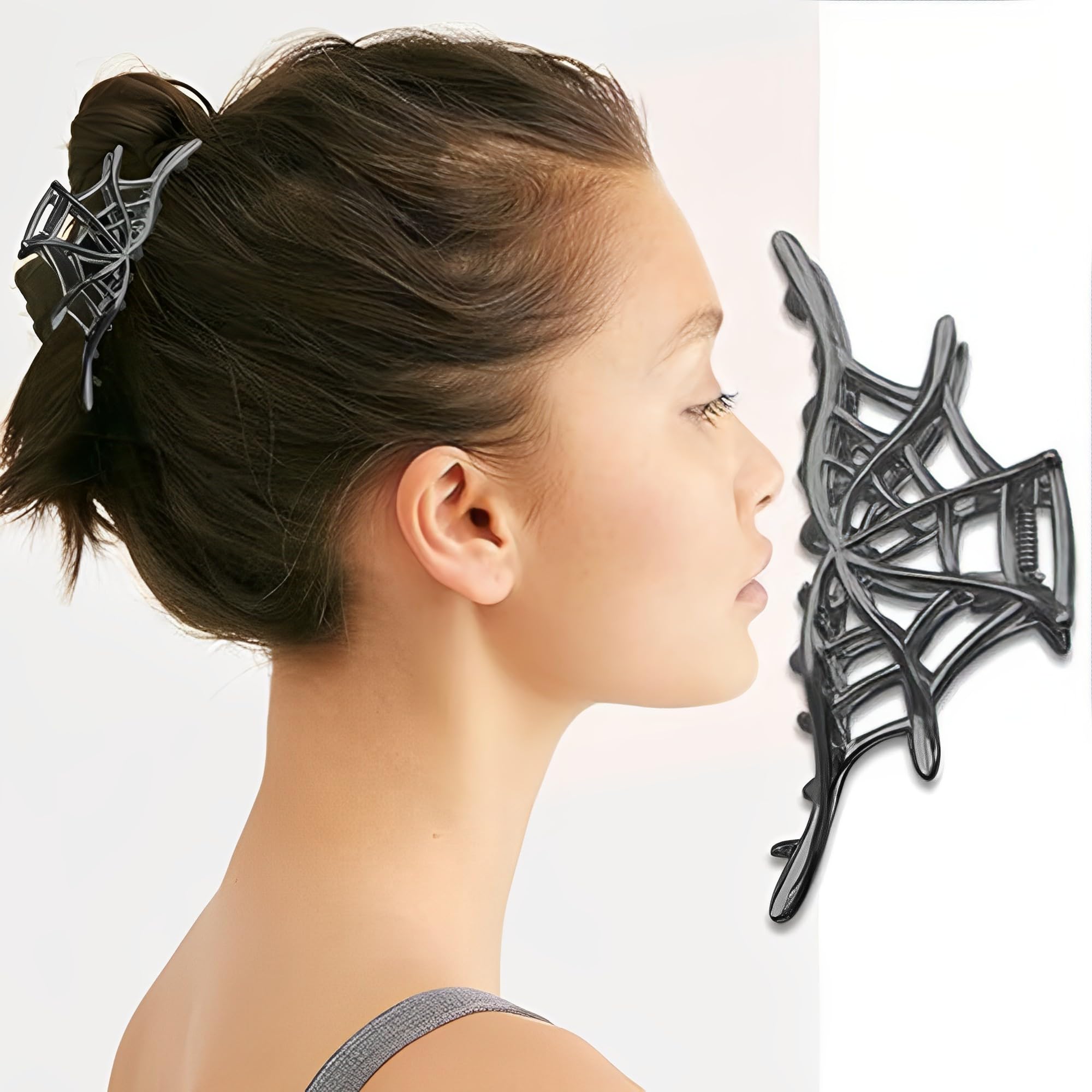 Finyoffiy 2Pcs Spiderweb Hair Clips Halloween Accessory for Women & Girls Strong Hold Non-Slip Hairpins Perfect for Cosplay & Day of the Dead Decoration Black Metal Spider Claw (Spiderweb) - Image 3