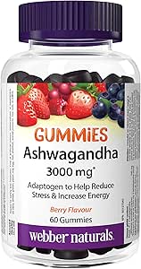 Webber Naturals Ashwagandha Gummy, 60 Berry Flavoured Gummies, Helps to Reduce Stress and Increase Energy, Vegan