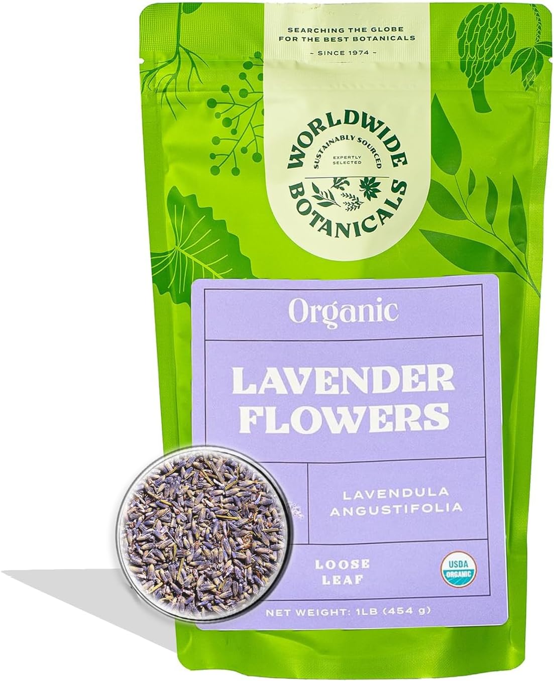 Worldwide Botanicals Organic Lavender Flowers, 1 lb, Pure European Lavender buds, Perfect for Aromatherapy, Sachets, Wedding celebrations, Tea flavoring, Eye pillows Scenting The Home
