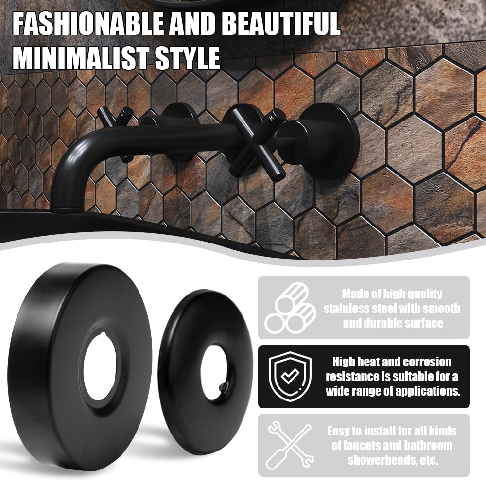 6 Pezzi Rosette Rubinetto Nero Ø21 mm/25 mm Rosetta Copritubo Doccia Acciaio Inox Copri Tubi Termosifoni Rosetta Copritubo Muro per Rubinetti Doccia, Rubinetti, Valvola Angolare(63x6, 80x18)