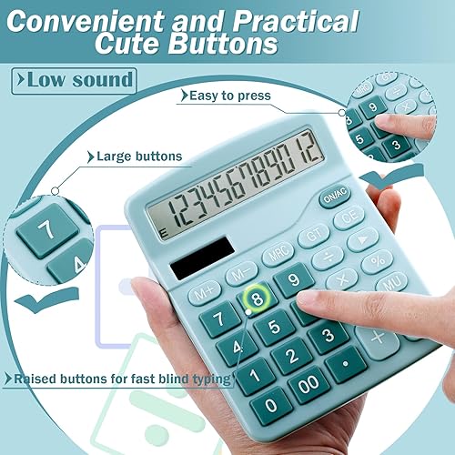 Miniatura 3 de Calculadora de 12 dígitos, calculadoras de escritorio con botones grandes y pantalla grande, calculadoras de oficina, batería solar de doble