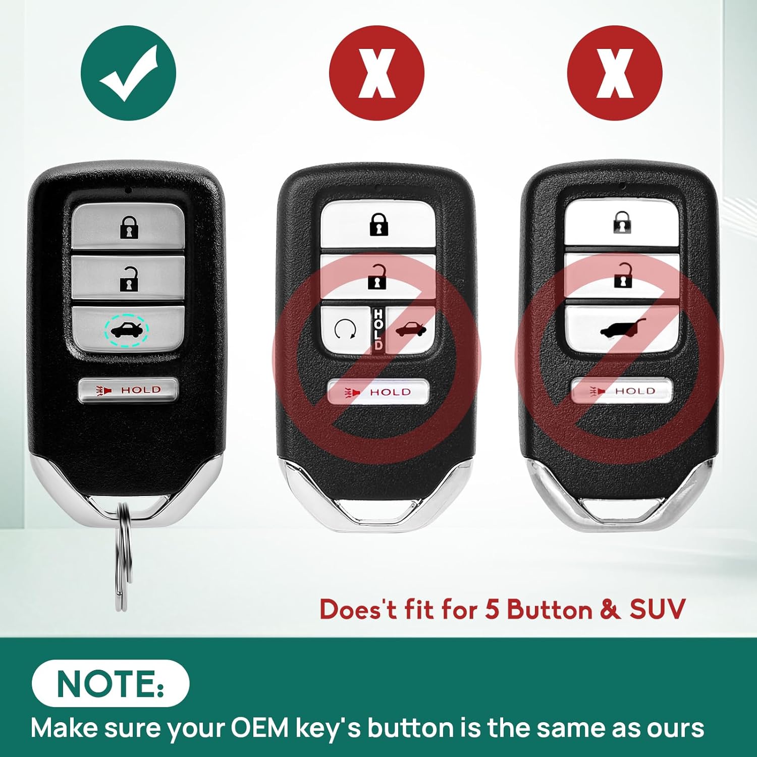 Key Fob Replacement Fits for Honda Accord 2013-2015, Honda Civic 2014 2015, Smart Proximity Keyless Entry Remote Control ACJ932HK1210A 72147-T2A-A01, 72147-T2A-A02 4 Button 313.8 MHz