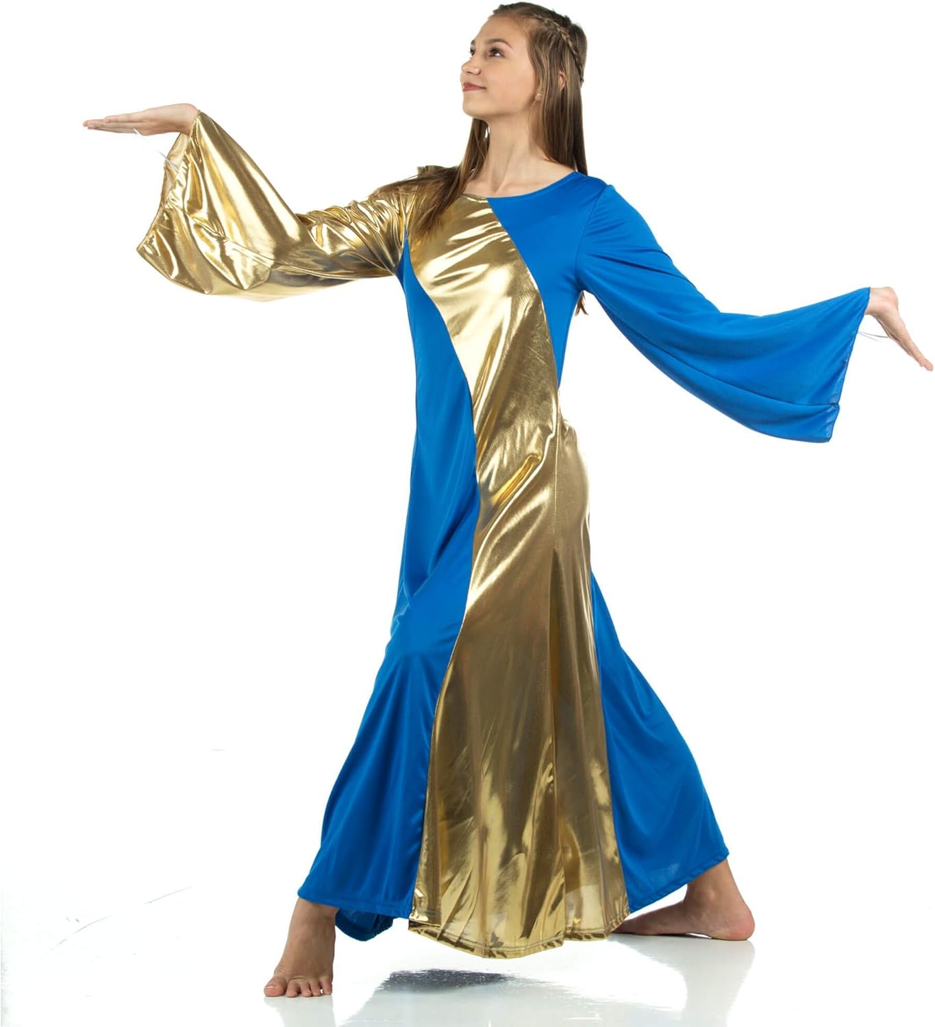 Danzcue Womens Asymmetrical Bell Sleeve Dance Dress : Clothing, Shoes & Jewelry