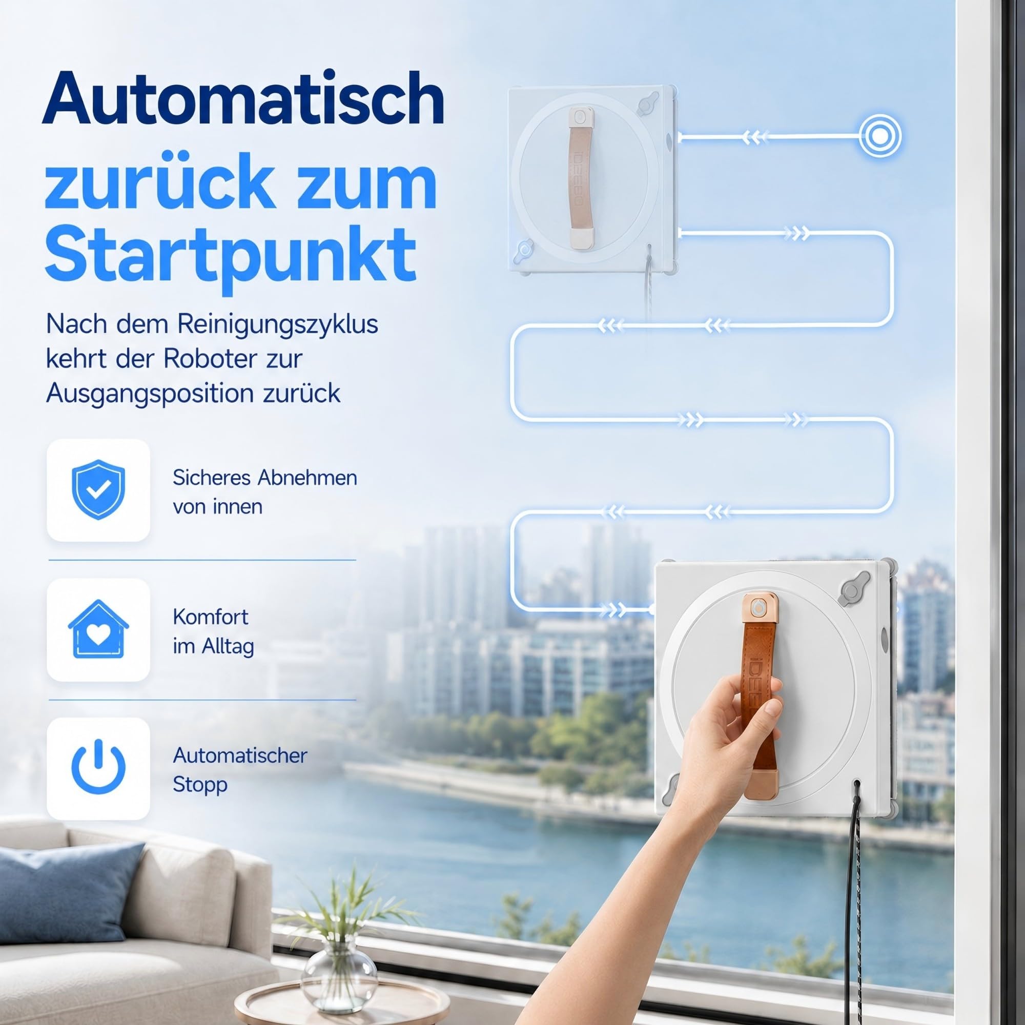 G500 Fensterputzroboter mit 2-Fach Sprühsystem, Automatischer Fensterroboter mit 100ml Wassertank & Intelligenter Routenplanung für Innen- und Außenfenster