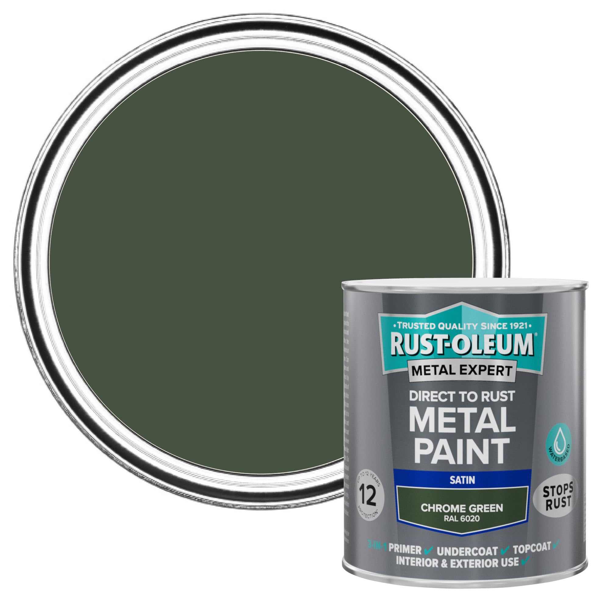 Rust-Oleum Metal Expert Paint Satin Chrome Green 750ml
