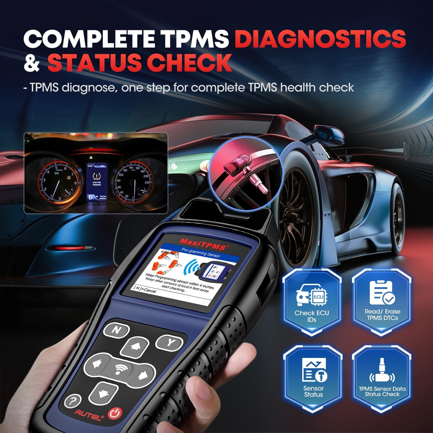 Autel MaxiTPMS TS501 PRO TPMS Programming Relearn Tool, 2026 Same as TS508WF TS508, Up of TS501 TS408S, Activate Tire Sensors, Program Autel MX-Sensors, Turn Off TPMS Light, Lifetime Free Update