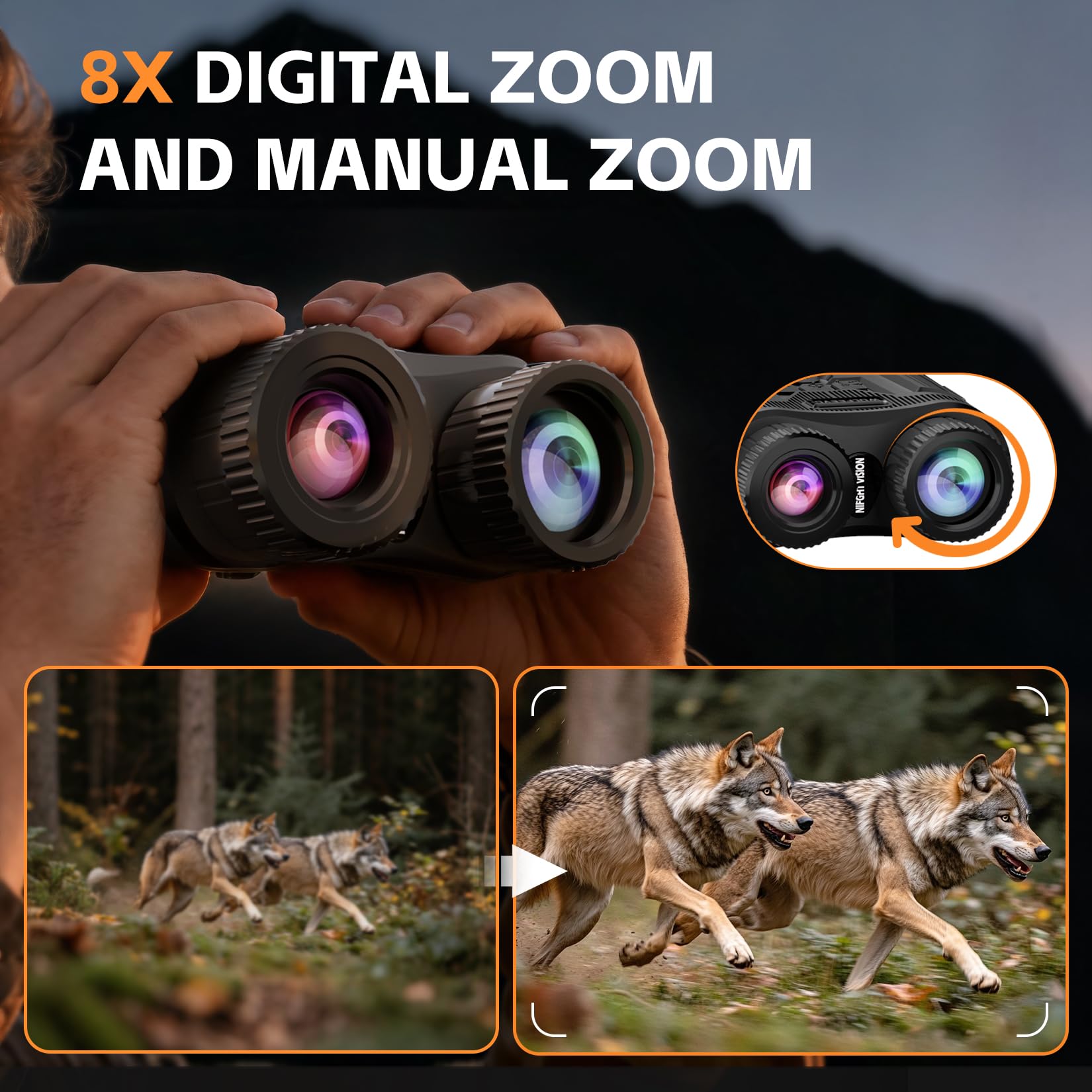 Night Vision Goggles, 4K HD Night Vision Binoculars with 7X Digital Zoom, 3'' HD Screen & Rechargeable Battery for Camping & Security, with 32GB TF Card for Photos and Videos, Gifts for Men Him Dad