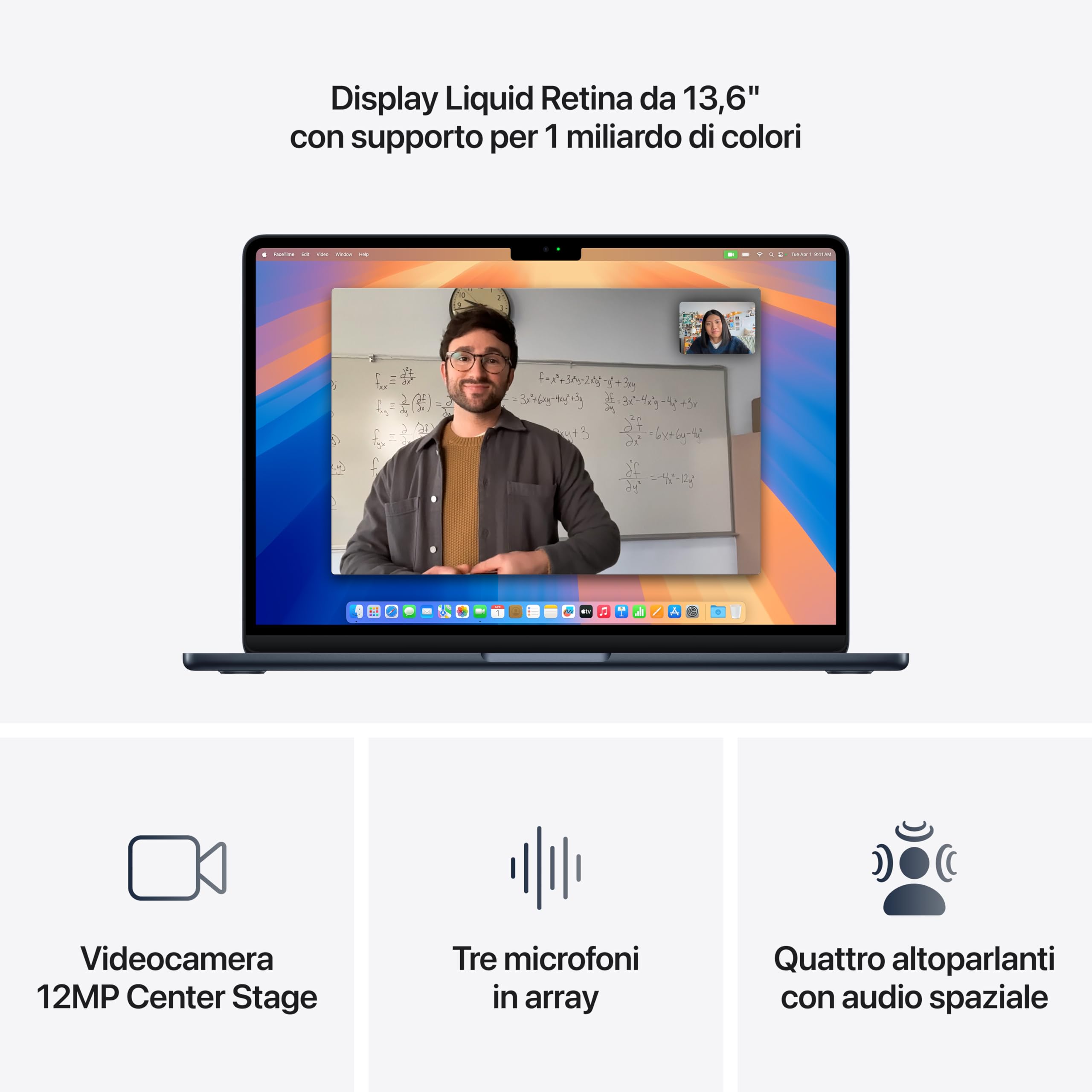 Apple Portatile MacBook Air 13'' con chip M4 (2025): progettato per Apple Intelligence, display Liquid Retina da 13,6'', 16GB di memoria unificata, 256GB di archiviazione SSD, Touch ID; Mezzanotte