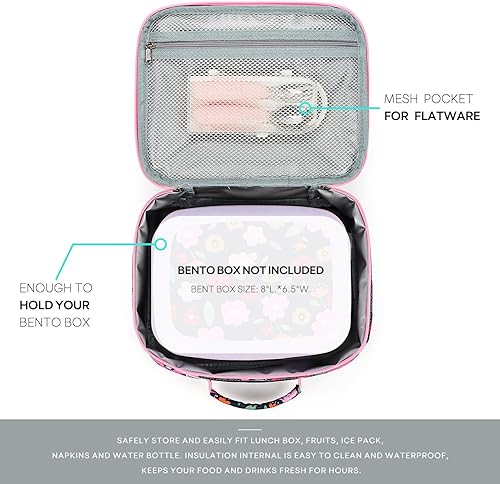 Miniatura 91 de mibasies Lonchera infantil para niñas pequeñas, bolsa de almuerzo aislada y reutilizable para la escuela, fresas surtidas, color rosa Surtido