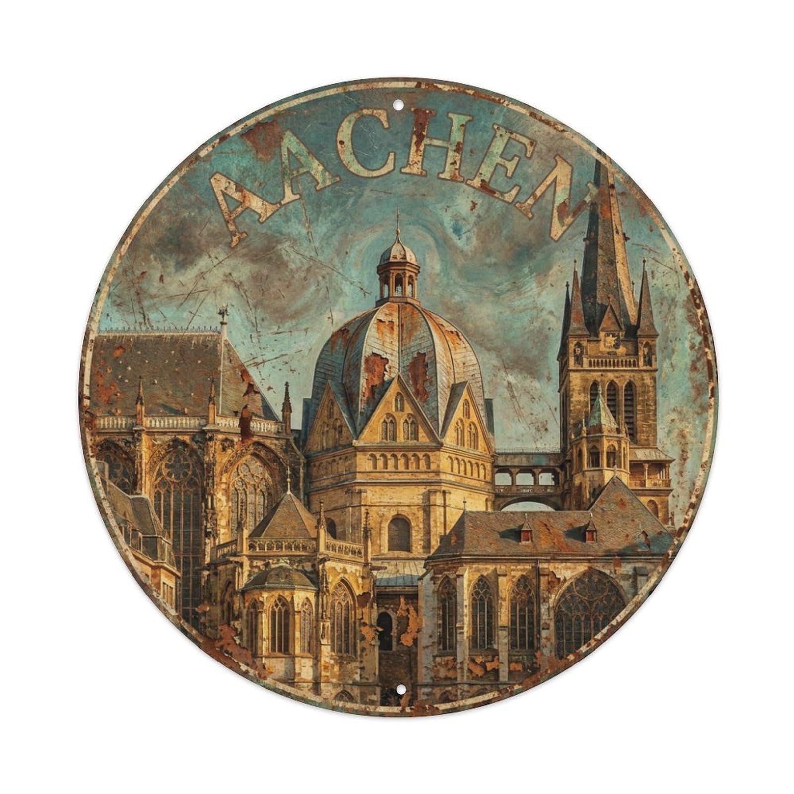 Metal Tin Sign Retro Travel Germany Aachen