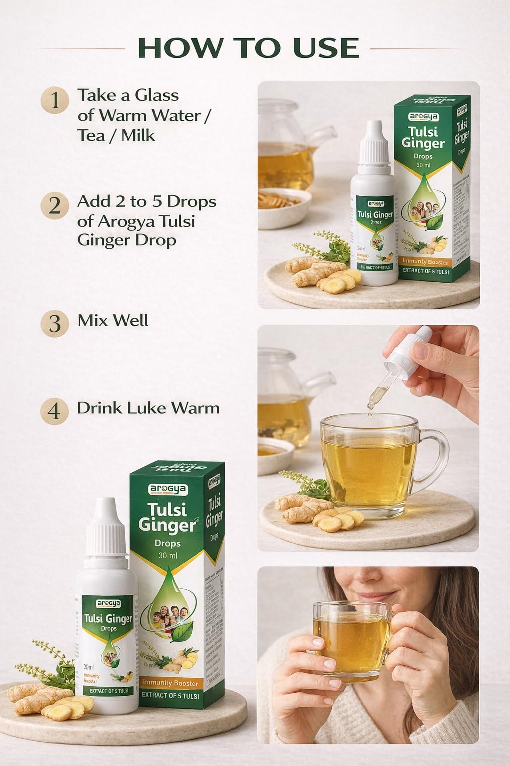 Arogya Tulsi Ginger Drops 30ml | Ayurvedic Herbal Ark with Tulsi & Ginger Extracts | Daily Wellness Supplement for Immunity Support, Respiratory Comfort & Throat Wellness | Seasonal Wellness Care | Herbal Drops for Adults & Kids | Convenient Family Health Supplement — Amazon image 3
