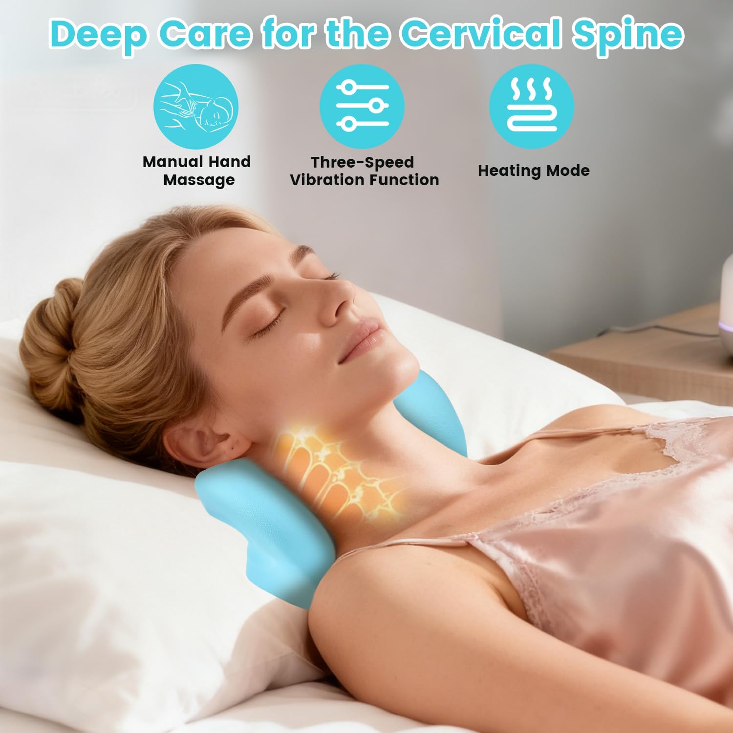 Masajeador Cervical Eléctrico con Calor, 2025 Nuevo Masajeador Inalámbrico, Masajeador de Cuello y Cervicales y Espalda con 3 Modos, 6 Frecuencias