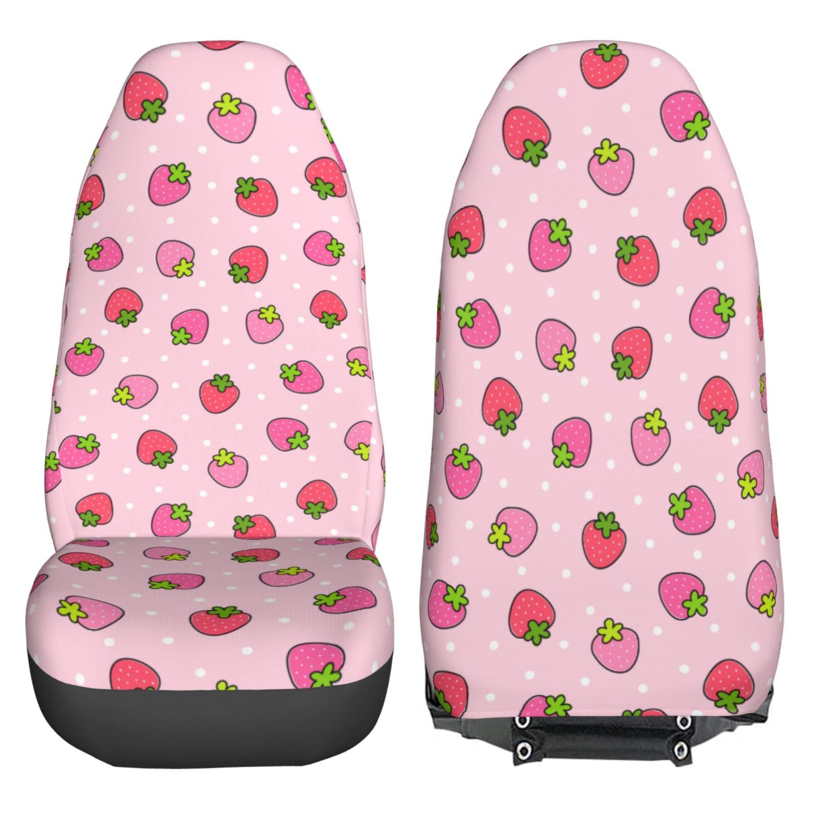 Dujiea Pink Strawberry 2 Pcs Universal Auto Seat Covers Front Seats Only, Vehicle Bucket Seat Protectors Fit for Most Car SUV Sedan and Truck