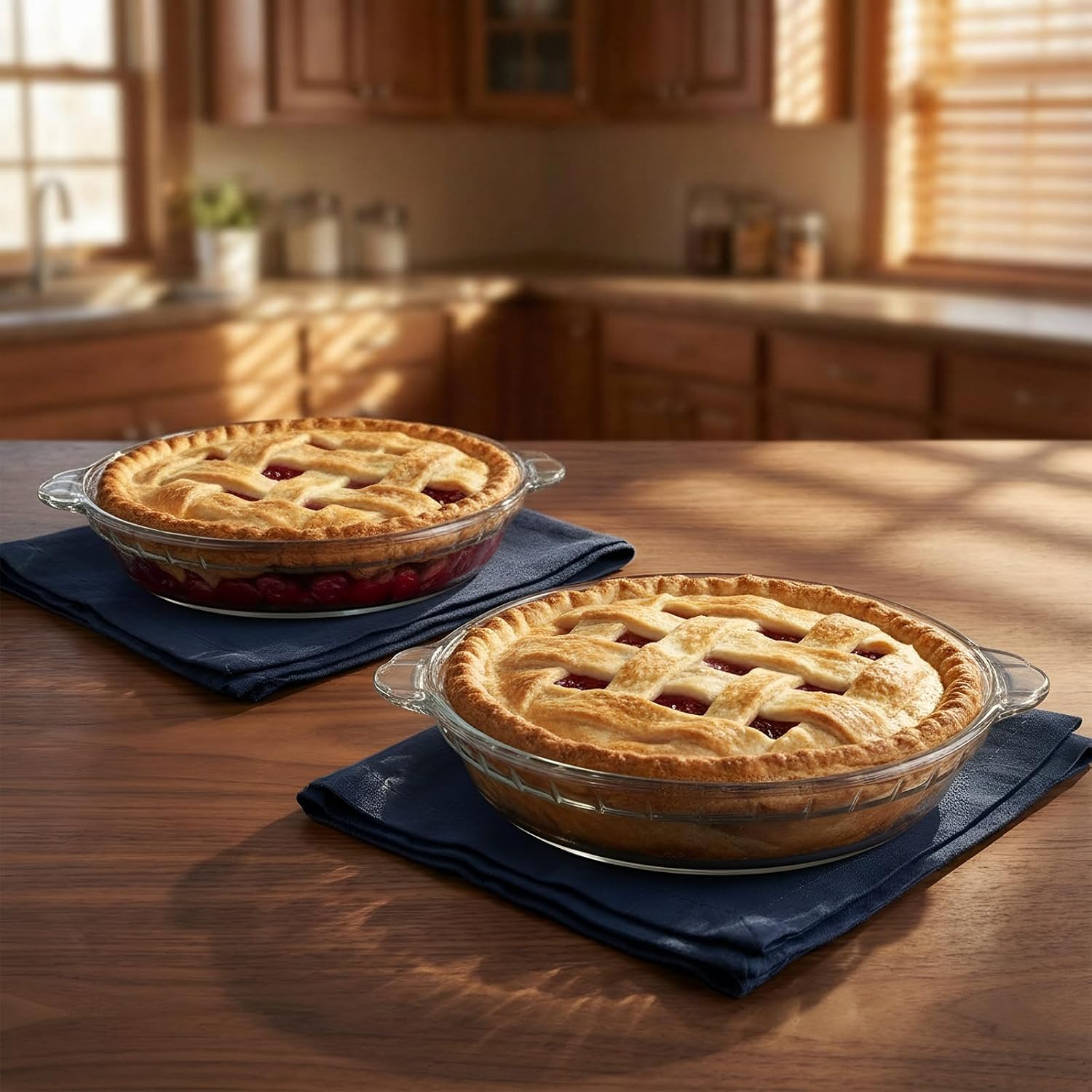 Uiifan 4 Pcs 9 Inches Mini Glass Pie Pan for Baking Clear Pie Plate with Handles Round Glass Dish for Baking and Serving, Snacks, Salads, Desserts