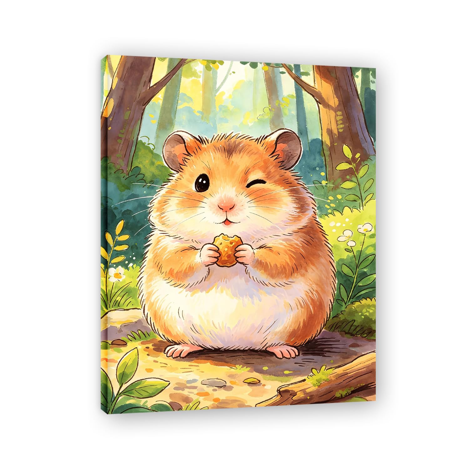 TNGHHSGA Cuentos de Aventuras de Zizi 43Cuadro en Lienzo de Hámster Adorable, Arte de Pared Infantil, Decoración para Habitación de Niños, Dormitorio y Guardería40x52cm Lienzo envuelto