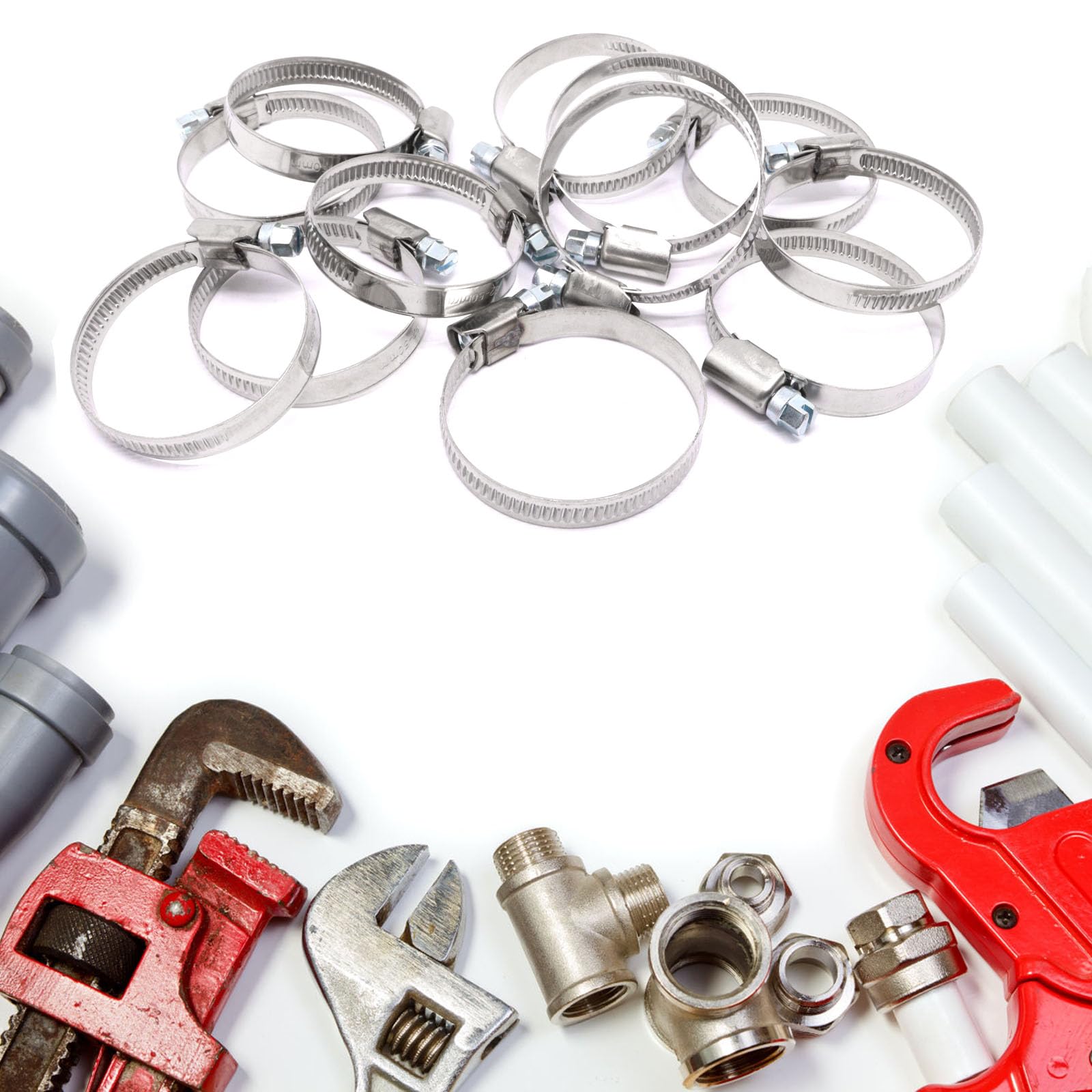 25 Stück Edelstahl-Schlauchschellen – Verstellbar 13–19 Mm (1/2"–3/4"), Schneckengetriebe, Für Schlauch, Rohr, Trockner