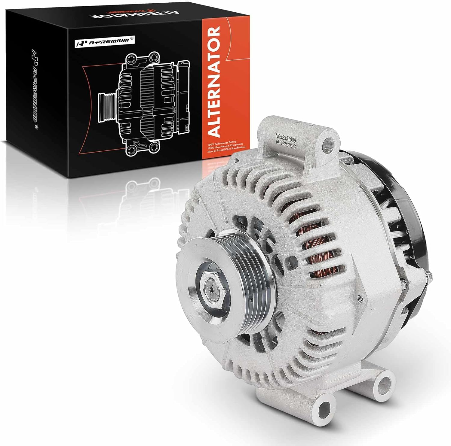 A-Premium Alternator Compatible with Ford F-250/F-350/F-450/F-550 Super Duty 03-05, E-350 Club Wagon 04-05, E-350/E-450 Super Duty 04-05, 6.0L, 12V 120A 6-Groove Pulley Clockwise, Replace# 3C3T10300CA