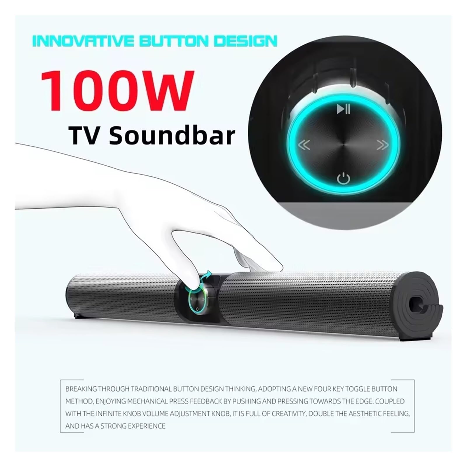 Wysokiej Jakości System Kina Domowego BS55 O Mocy 100 W Z Głośnikiem Bluetooth I Subwooferem, Bezprzewodowym Telewizorem Komputerem, Soundbarem Pilotem Wszechstronne MożLiwośCi PodłąCzenia