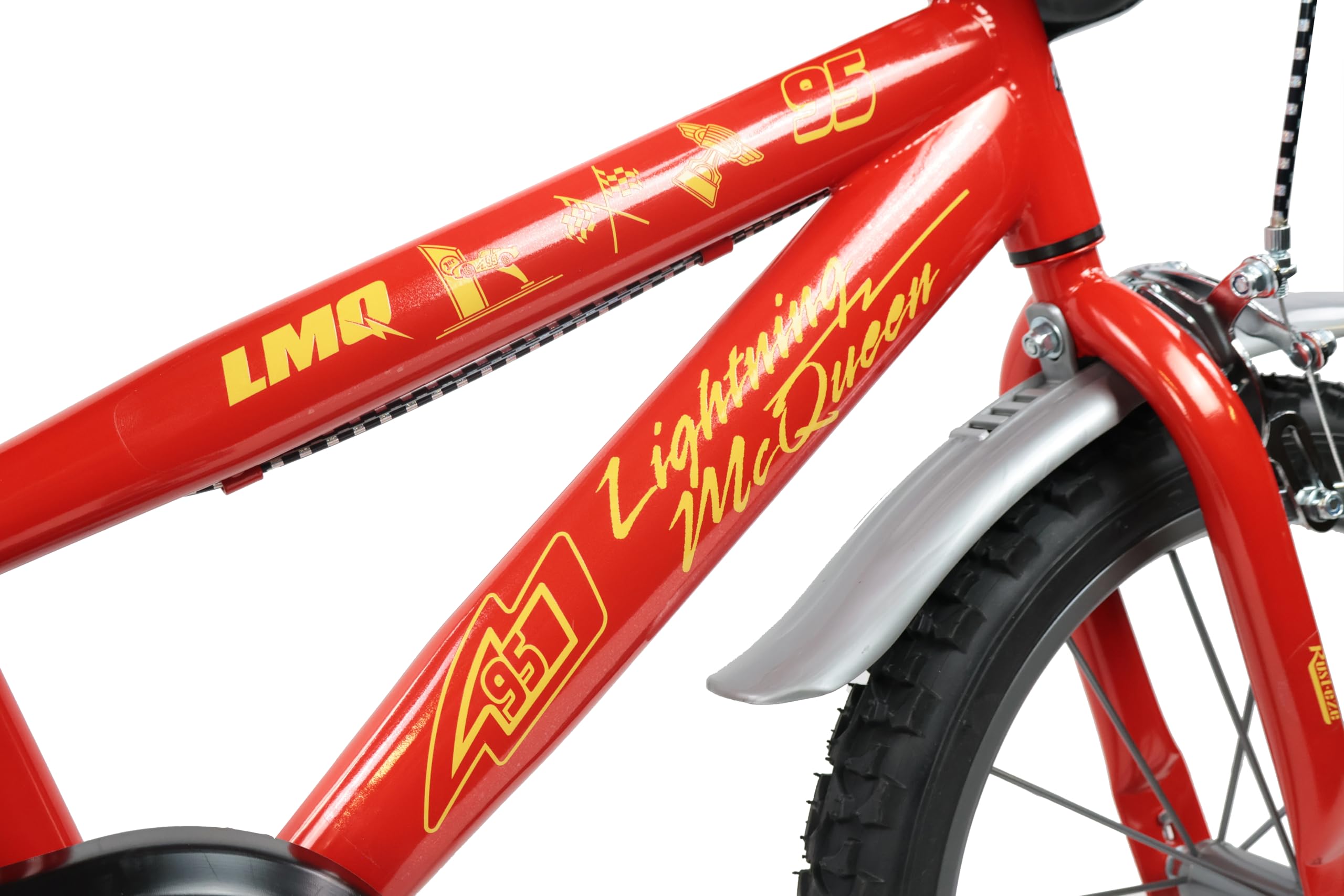 Denver Bike Bicicletta Bambino 14 Pollici Licensed Cars, 3-5 Anni, Rotelle Removibili, Freni Caliper Anteriore/Posteriore, Telaio Acciaio, Ruote Gonfiabili, Borraccia e Scudo