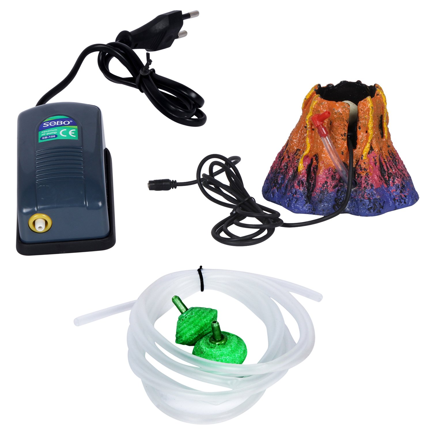 Aquarium air Pump and Volcano with LED Light and Air Stones (B073T11S67) Amazon Price History, Amazon Price Tracker