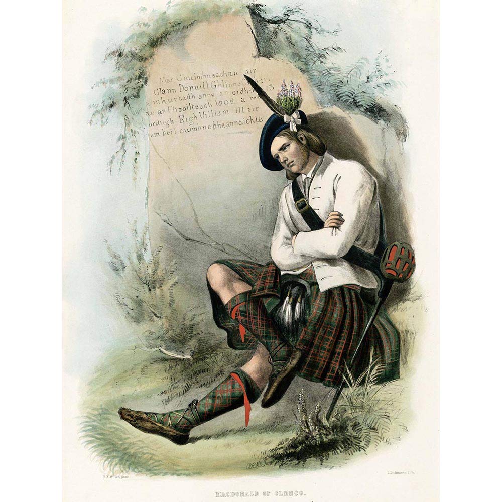 Wee Blue Coo Painting Portrait Highland Clan Scotland Tartan Macdonald Glencoe Art Print Poster Wall Decor 12X16 Inch