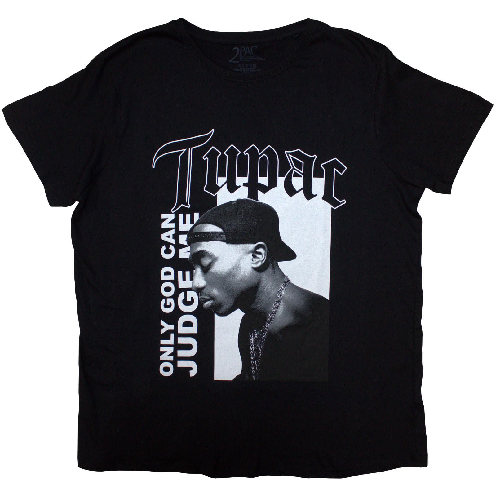 Tupac T Shirt 2PAC Only God can Judge Me Logo Official Womens Skinny Fit Black XXL