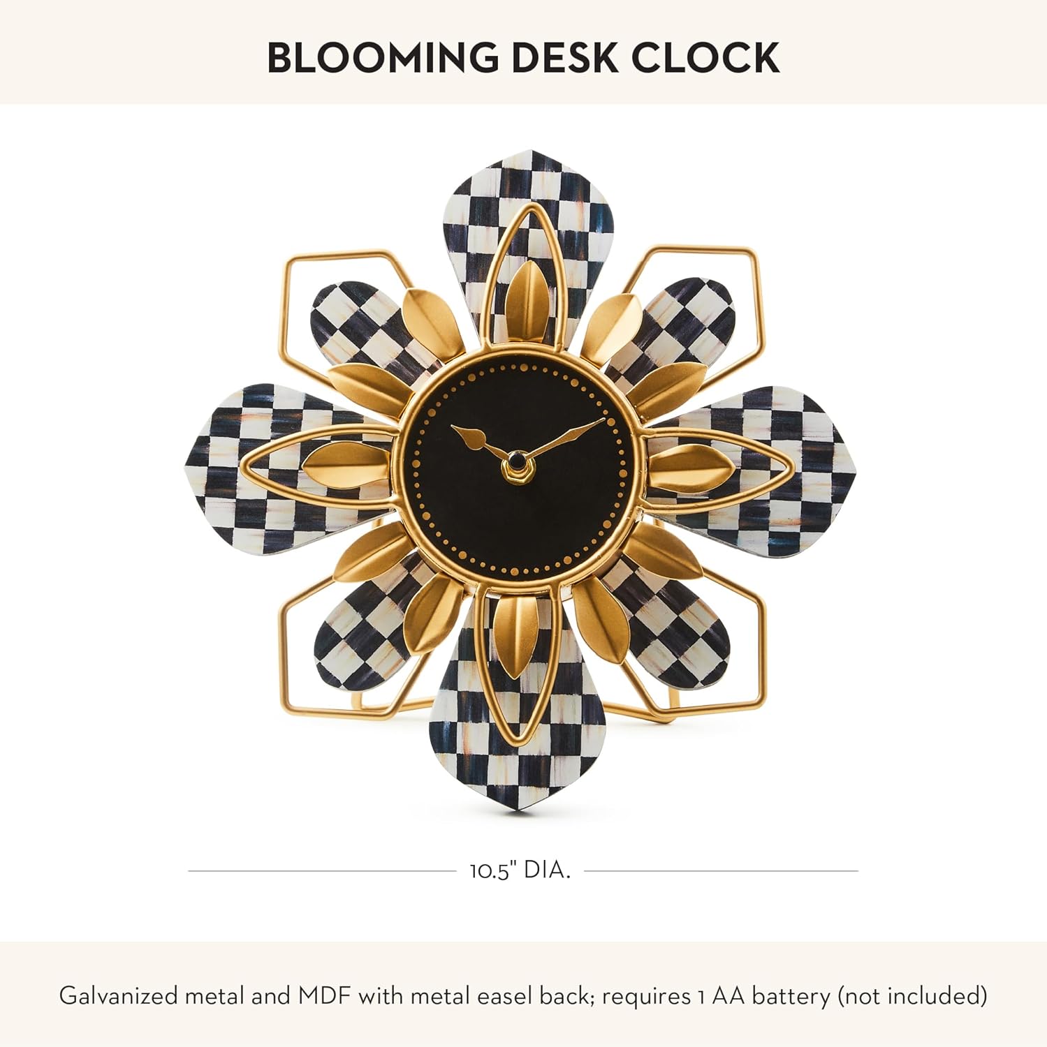 MACKENZIE-CHILDS Blooming Desk Clock, Metal Clock for Table Decor