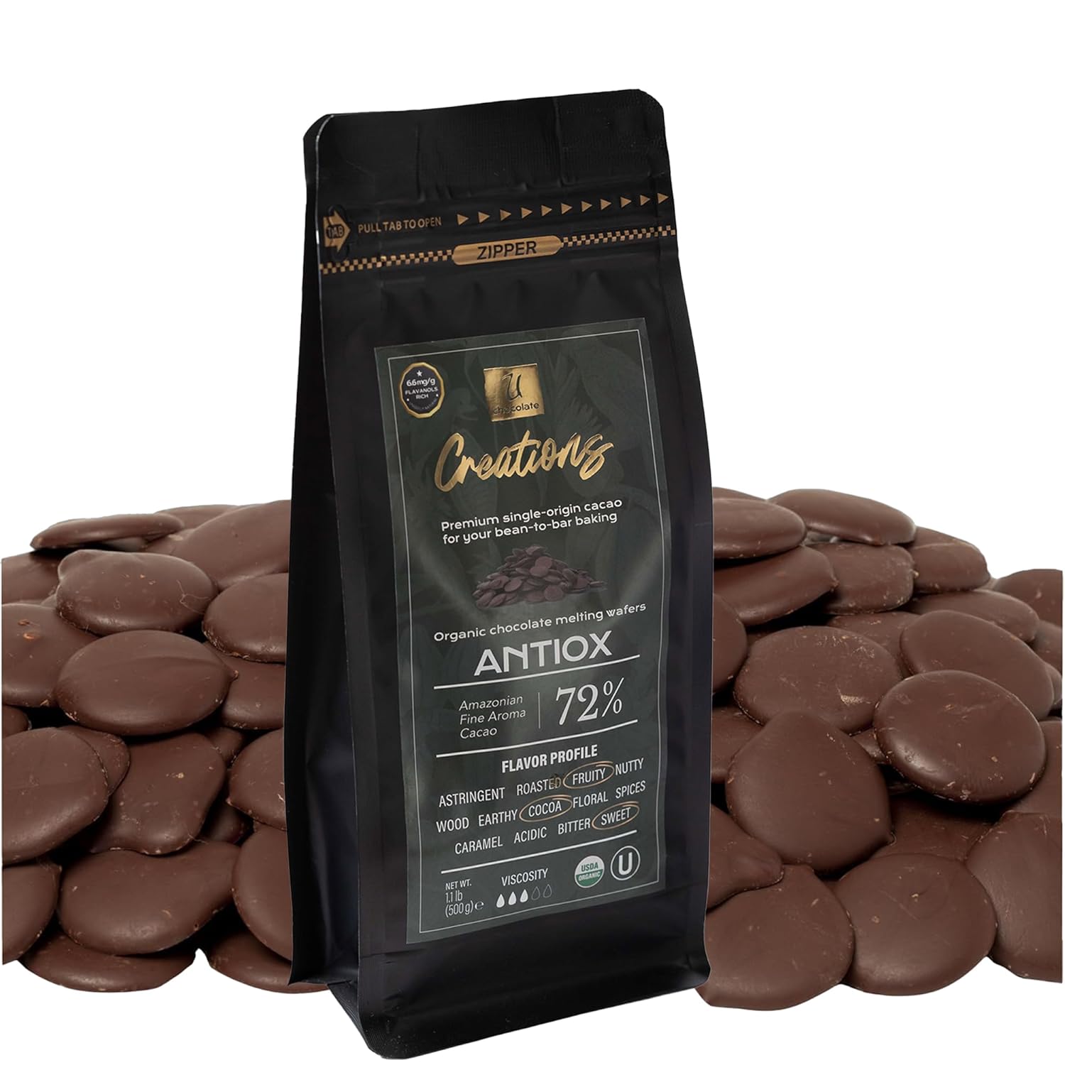 U Organic Dark Chocolate Melting Wafers Extra High