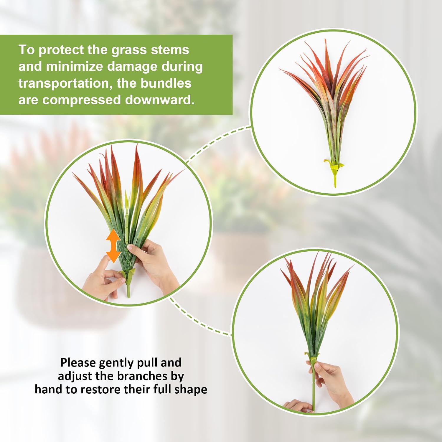 RAINFLOW Artificial Grass Plants Outdoor - 3 Pcs Fake Grass Decor, 16.9 in image 3
