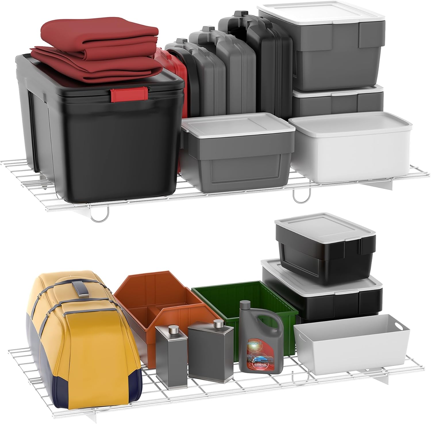 WALMANN 2 Pack Garage Wall Shelves, 2 x 4 ft/24 * 48 inch Wall Mounted Storage Shelves for Garage Heavy Duty Wall Shelving, Holds Up to 220 lbs(White)