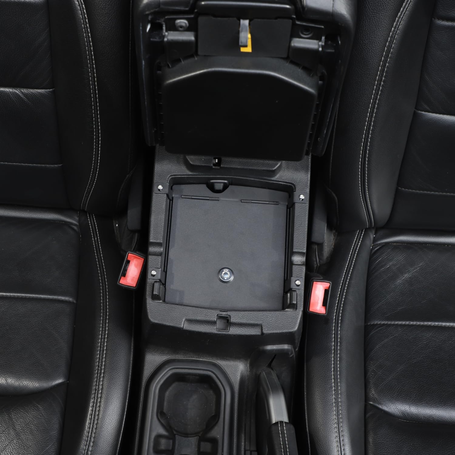 Voodonala for Jeep JL JT 2018-2024 Center Console Armrest Box Lock Safety Box with Lock Kit Compatible with Jeep Wrangler JL Gladiator JT 4XE 2018-2024 Accessories (Aluminum Alloy,with Lock Key)