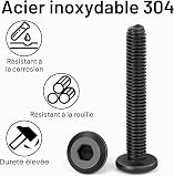 Tunejoy 30 Pezzi Viti a Testa Piatta M6 x 30 mm Nero Vite a Testa Esagonale Bulloni in Acciaio Inox A2 V2A Bulloni per Mobili con Chiavi a Esagono Filettatura Completa - 4