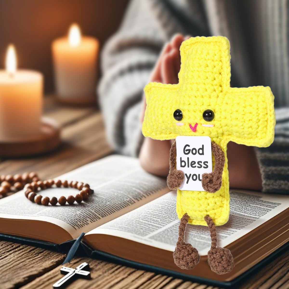 AICase Easter Basket Stuffers Christian Gifts For Women/Dad Positive Crochet Cross First Communion Gifts Girls Emotional Support Nuggets Catholic Religious Spiritual Faith God Baptism Birthday