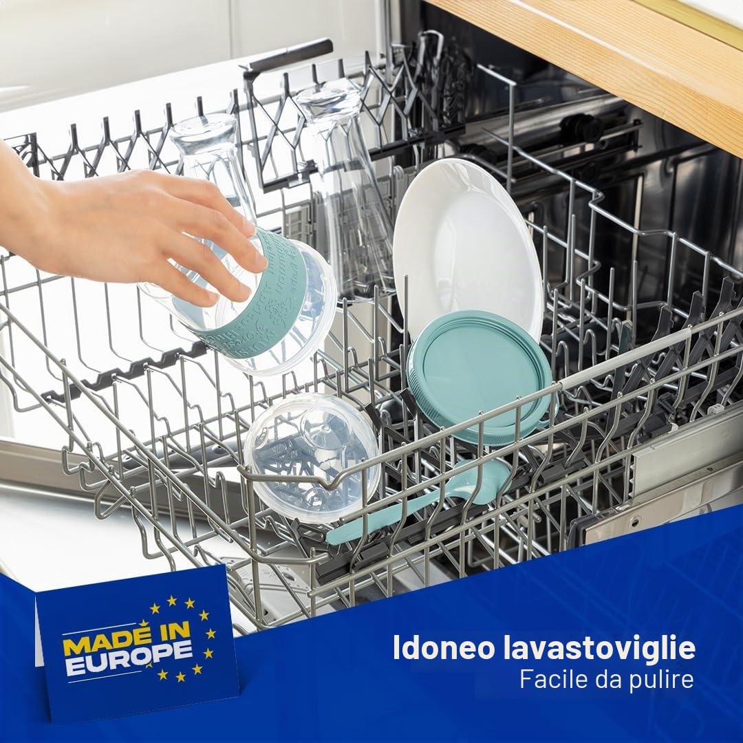 Bicchiere per muesli da portare con sé con cucchiaio, confezione da 4, 600ml, pratico bicchiere per yogurt da asporto, bicchiere riutilizzabile per muesli da viaggio per la colazione, perfetto
