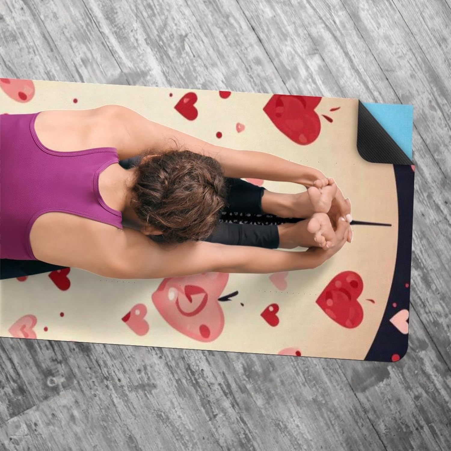 Yoga Towel, Eiffel Tower Valentine's Day Pattern Non Slip Sweat Absorbent Hot Yoga Mat Towel for Hot Yoga, Pilates and Fitness - 72.8" x 26.8"