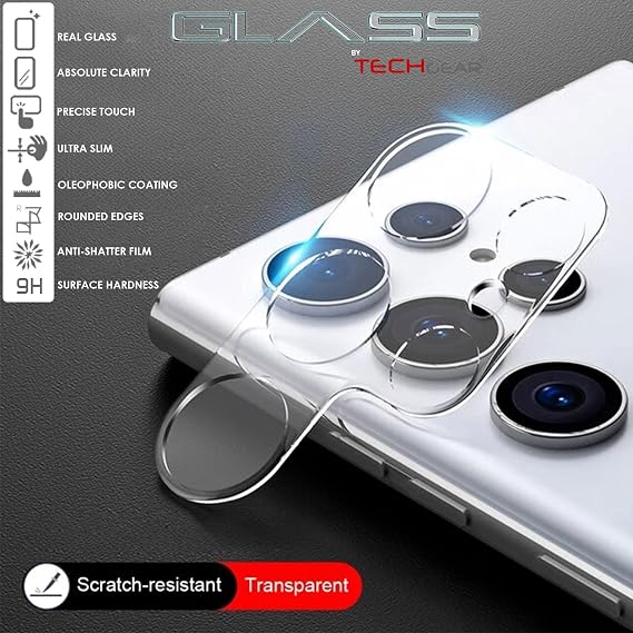 TECHGEAR for Samsung Galaxy S24 Ultra Camera Lens Protector, FULL Lens Protectors, Scratch-Resistant Ultra HD 9H Clear Tempered Glass Lens Cover for Samsung Galaxy S24 Ultra 5G