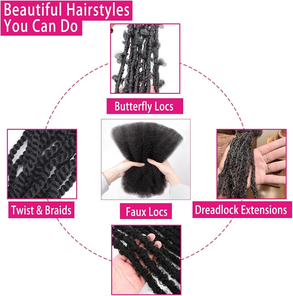 Afro Kinkys Bulk Human Hair For Braiding Afro Kinky-Curly Human Hair Bulk For Mini Twist Hair 12Inchs 50g/pack Bulk Human Braiding Hair For Micro Locs Extensions (1B, 12Inchs,50g/pack)