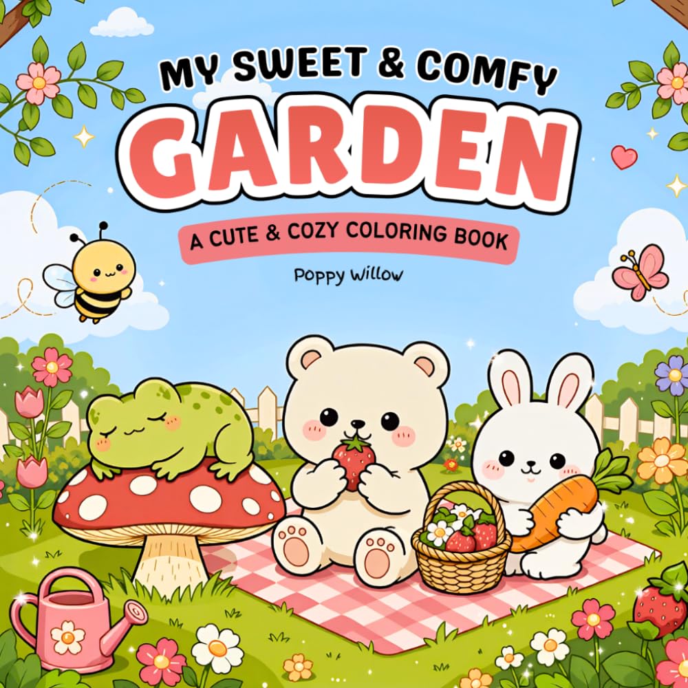 Sweet & Comfy Garden: Cute & Cozy Coloring Book — 45 Kawaii Garden Illustrations for All Ages (Sweet & Simple Coloring)