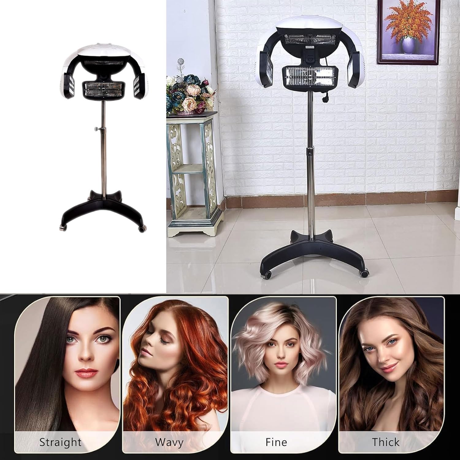 Stojak do suszenia włosów 700 W, profesjonalny procesor kolorów do salonu, akcelerator stereotypów z wyświetlaczem LCD z kółkami i timerem, pionowa maszyna do pielęgnacji włosów