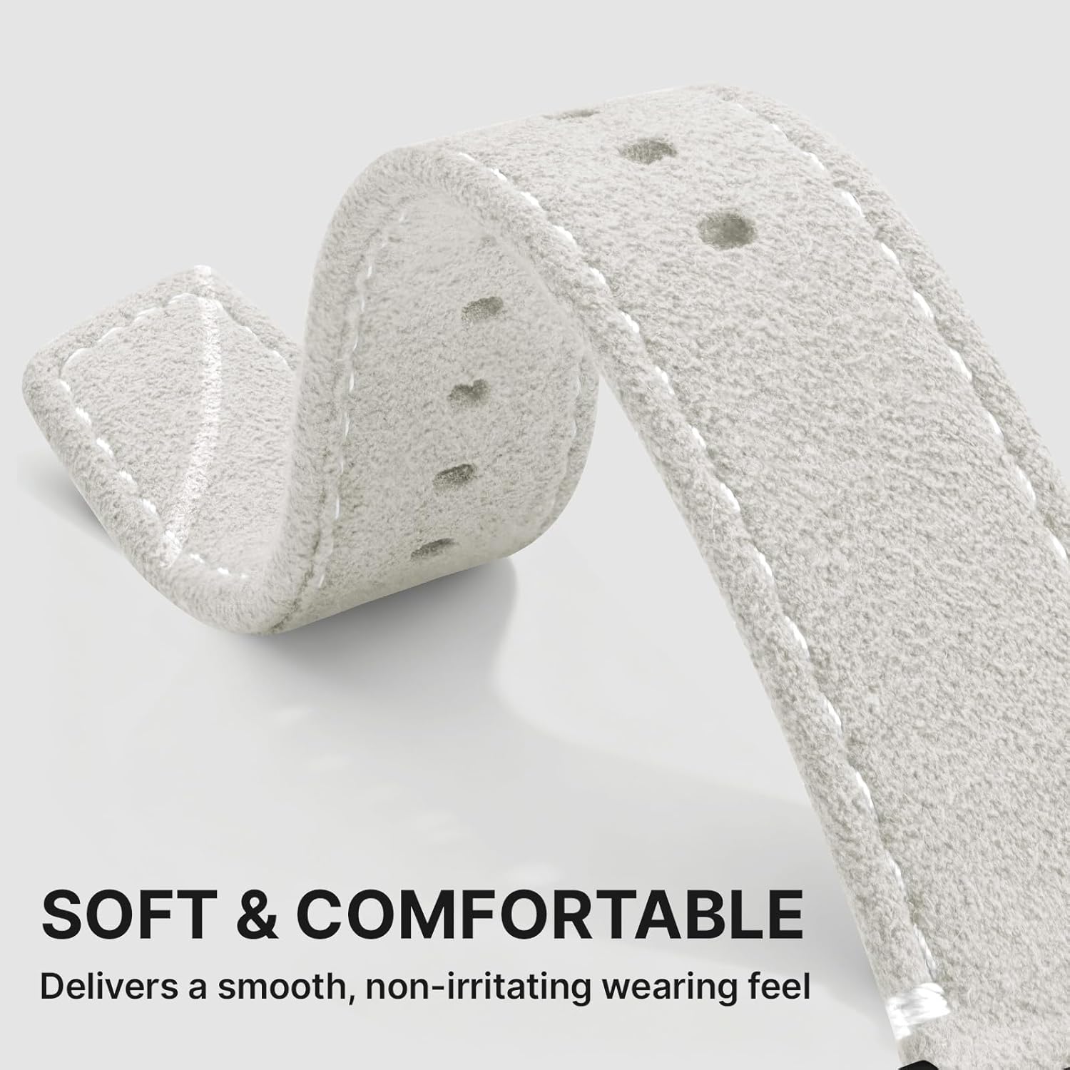 Bandletic Suede Leather Band Compatible with Apple Watch Bands for Women Men 46mm 45mm 44mm 49mm, Soft Breathable Replacement Strap for iWatch series 11 10 9 8 7 6 5 4 3 2 1, SE Ultra 3 2 1, Starlight - Image 6