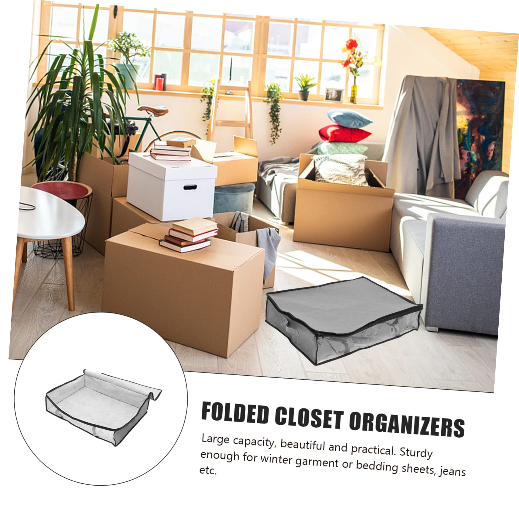 Sosoport 3 pezzi Organizer per Vestiti Pieghevole in Non Resistente Borsa Portaoggetti Sottoletto per Armadio Contenitore per Lenzuola Coperte e Piumoni Grigio