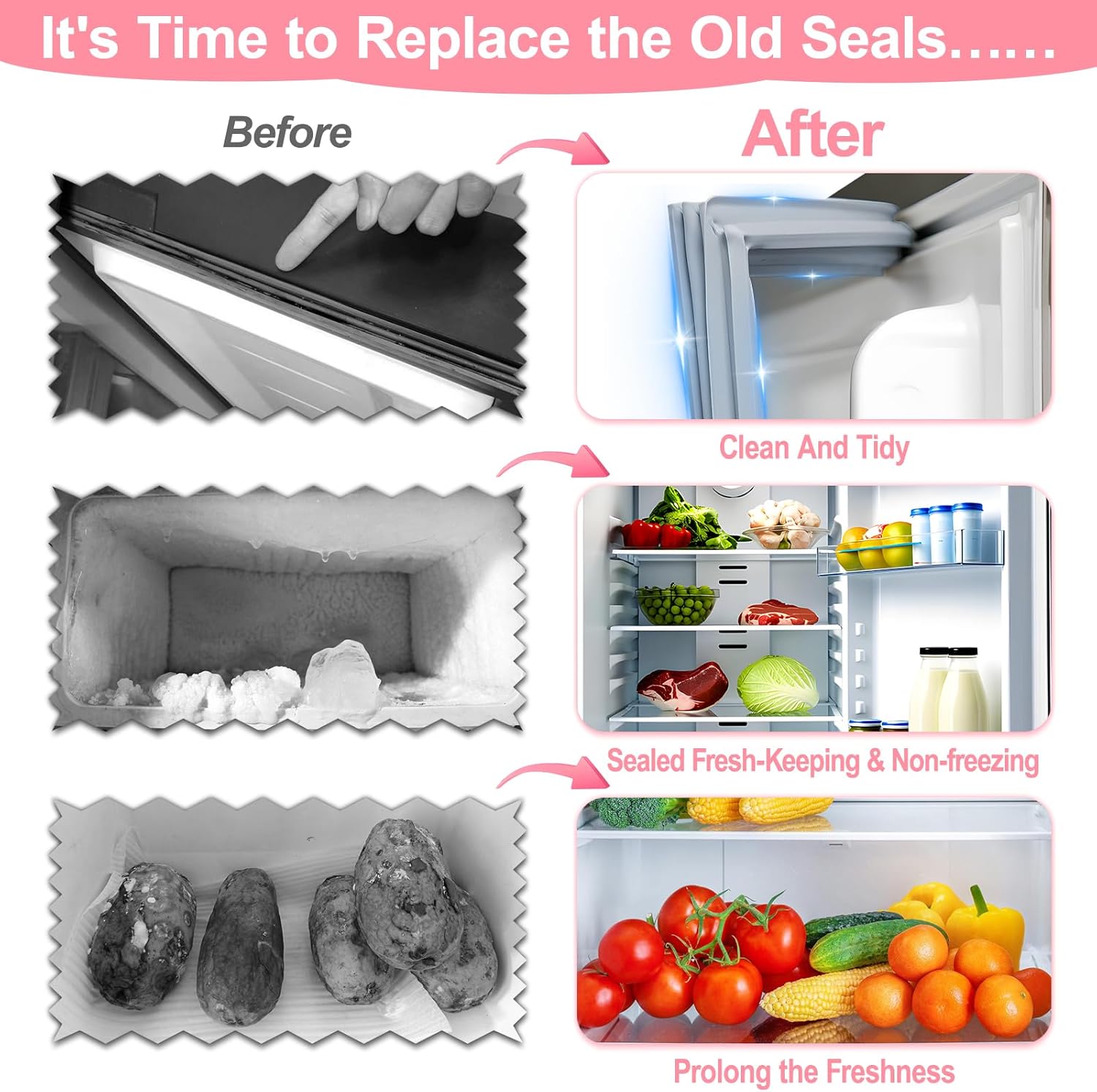 LXun Upgraded DA63-06542A Refrigerator Door Gasket Replacement for Samsung Refrigerator French Door Seal, 39.57"x16.93" Refrigerator Seal Replace Part DA97-07191A 2813286 AP5323696 Fridge Door Gasket