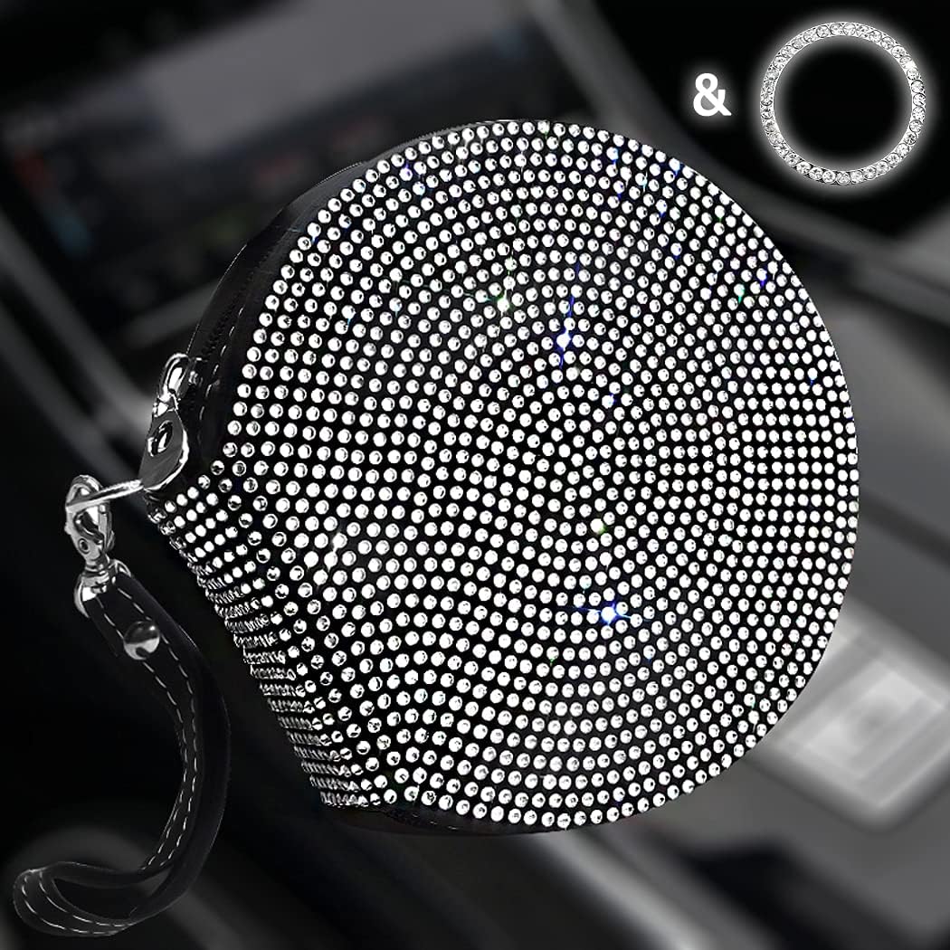 Pomelo Litchi Pitaya Big Capacity Heavy Duty, DVD CD Case Holder for Car,Portable DVD/VCD Storage Disk, Bling Car Accerssory Women Rhinestone Sturdy case, Car CD Disk Holder (Sliver) : Automotive