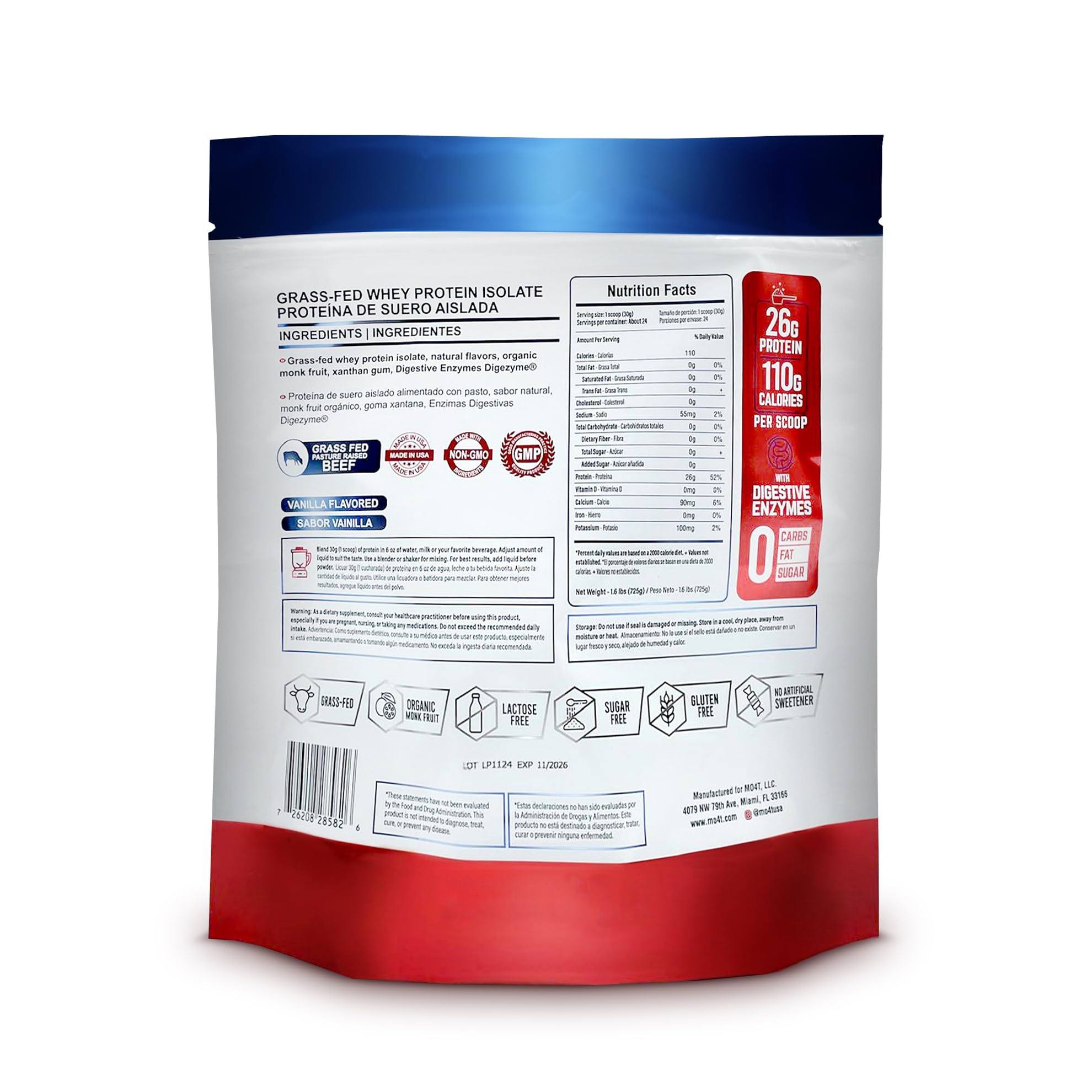 Amazon.com: MOMOF4TRANSFORM ISO26 Grass Fed Whey Protein Isolate