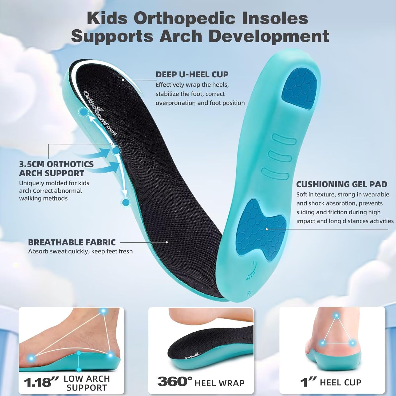 Boys Girls Kids Orthopedic Tennis Shoes: Wide Toe Box Comfortable Casual Plantar Fasciitis Arch Support Athletic Running Sneakers, Orthotic School Sports Walking Shoes for Foot and Pain Relief - Image 3