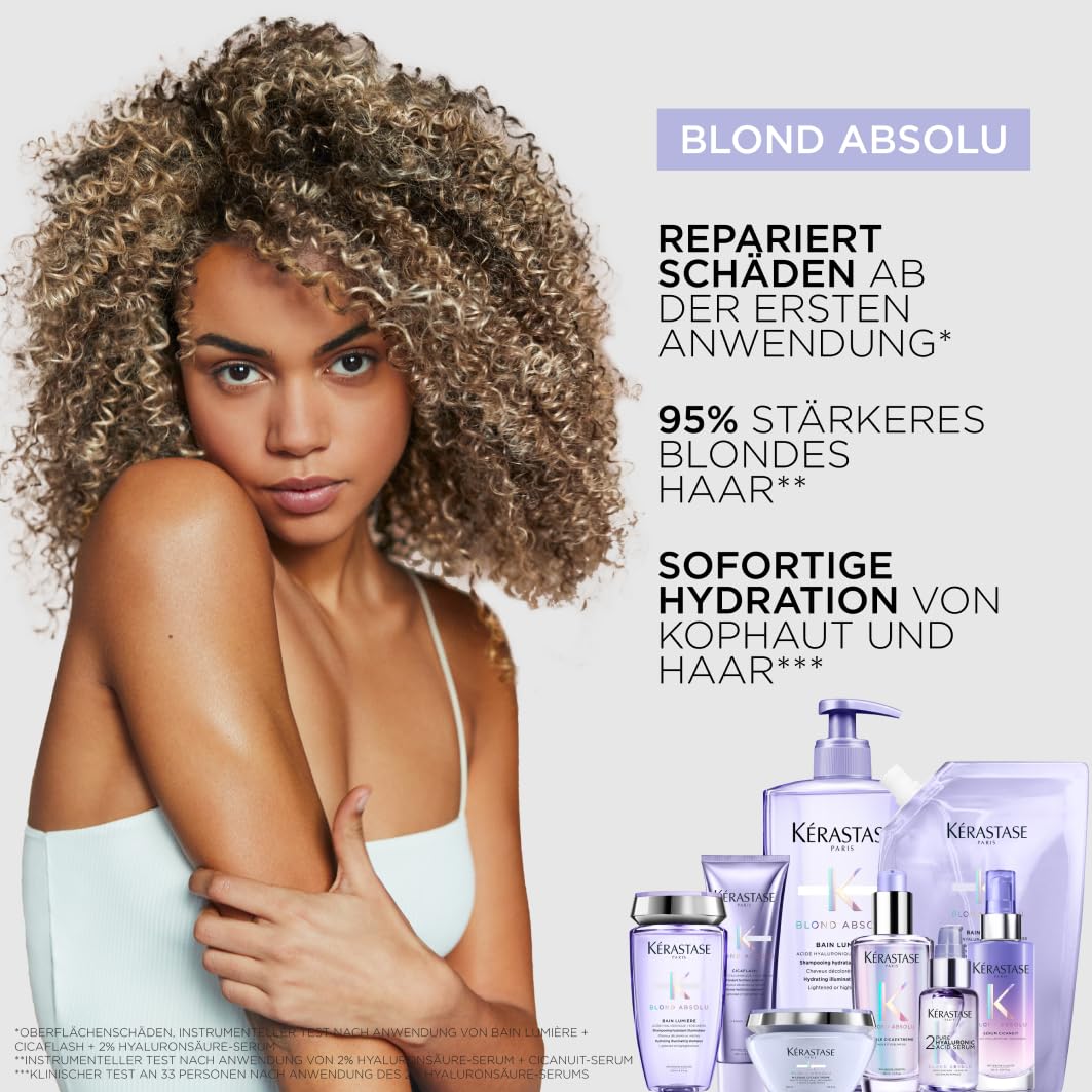 Kérastase Blond Absolu Bain Lumière Nachfüllset, Feuchtigkeitsspendendes Shampoo für blondes/blondiertes Haar, Enthält: Blond Absolu Bain Lumière 500 ml im Pumpspender sowie 500-ml-Nachfüllpackung