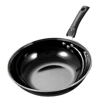 OATTIS wok;wok pan;Enamel Wok 32cm?With handle, used for shallow or deep frying cooking pans, non stick coated enamel pans, lightweight, suitable for induction, electric, gas, and all stoves