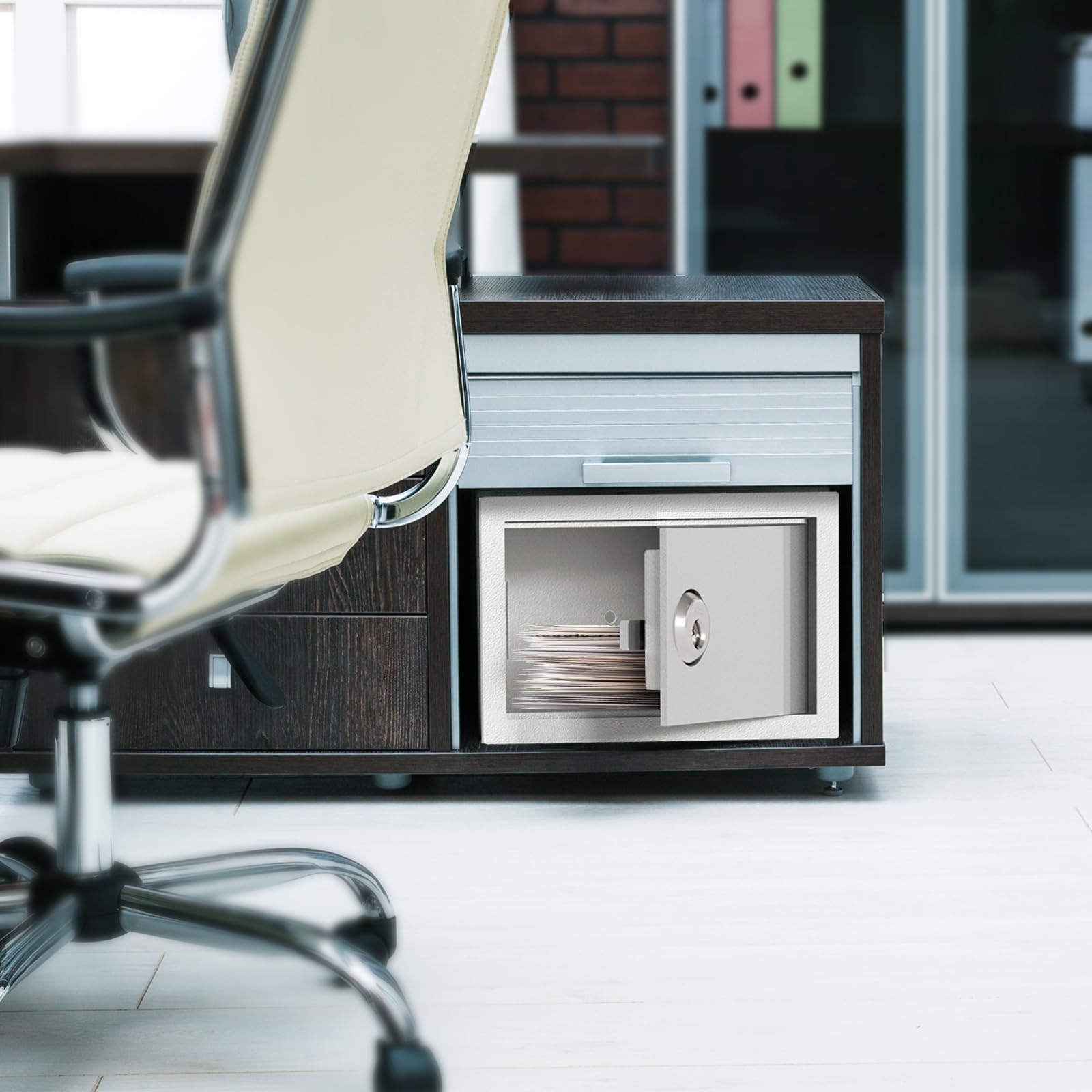 Viro - Small, Mechanical Mini Safe, 250x175x160 mm | with Armored Cylinder, Removable Key Only When Door is Closed