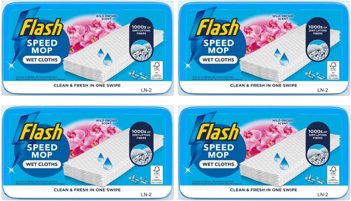 Flash Speedmop Wet Cloth Refills, Floor Cleaner, Lemon, 96 Count (24 x 4)