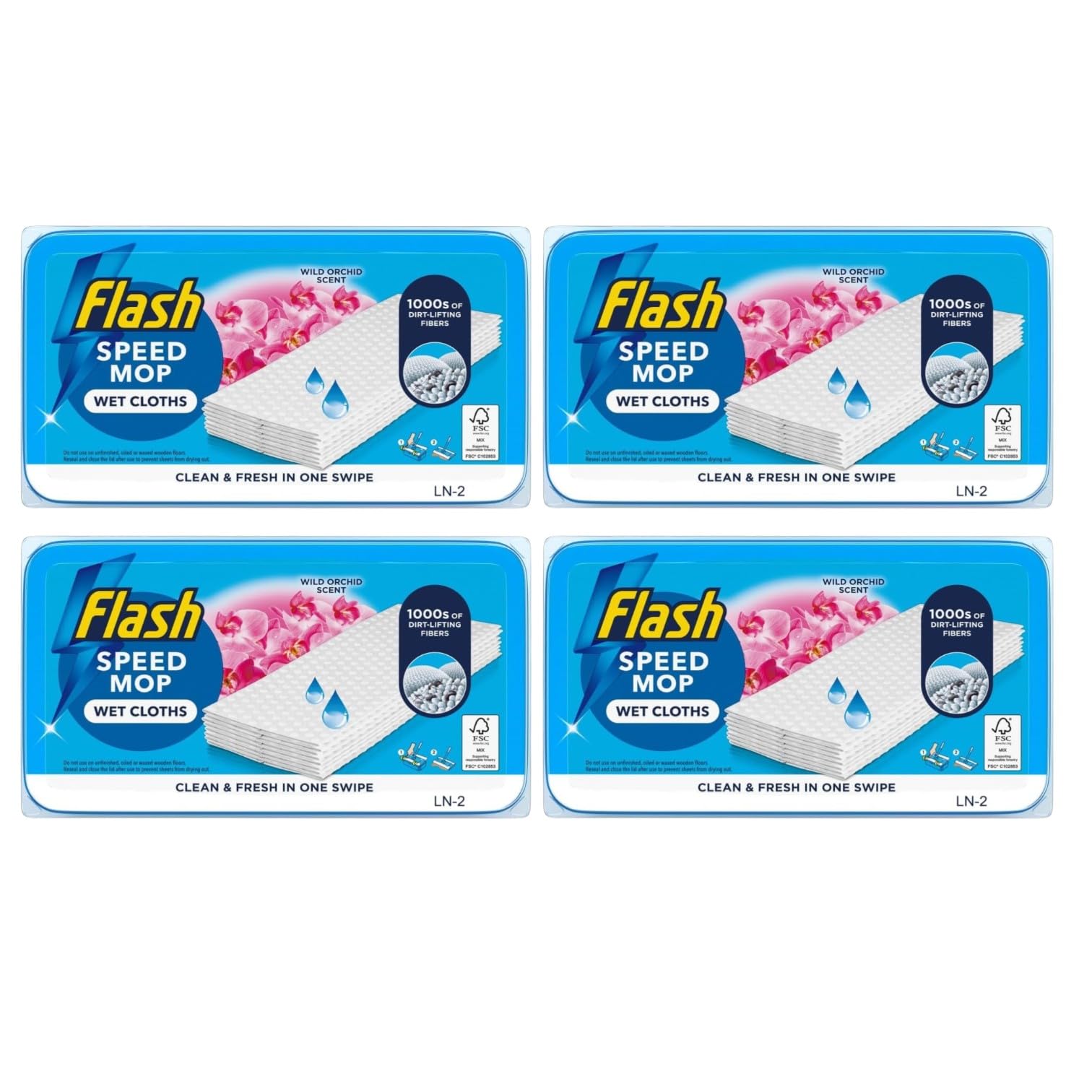 Flash Speedmop Wet Cloth Refills, Floor Cleaner, Wild Orchid, 96 Count (24 x 4)